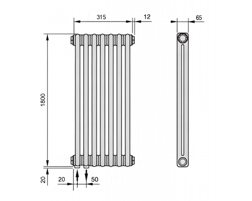 Трубчатый дизайн-радиатор производства ARBONIA (Германия) модель 2180/7/69 с нижней подводкой