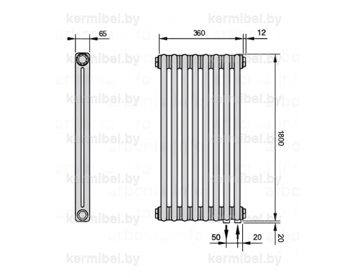 Трубчатый дизайн-радиатор производства ARBONIA (Германия) модель 2180/8/69 с нижней подводкой