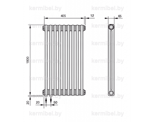 Трубчатый дизайн-радиатор производства ARBONIA (Германия) модель 2180/9/69 с нижней подводкой