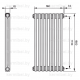 Трубчатый дизайн-радиатор производства ARBONIA (Германия), модель 2180, 8 секций, боковое подключение 12 (слева)/34 (справа)