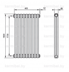Трубчатый дизайн-радиатор производства ARBONIA (Германия), модель 2180, 9 секций, боковое подключение 12 (слева)/34 (справа)