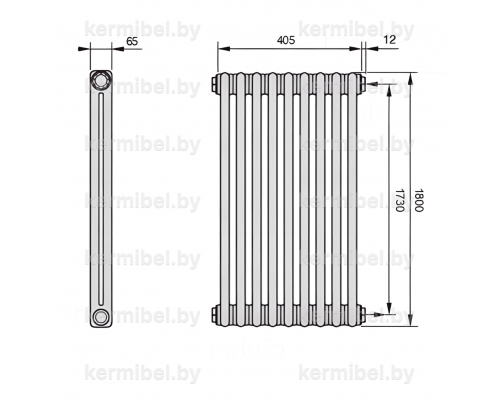 Трубчатый дизайн-радиатор производства ARBONIA (Германия), модель 2180, 9 секций, боковое подключение 12 (слева)/34 (справа)