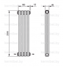 Трубчатый дизайн-радиатор производства ARBONIA (Германия), модель 2200, 4 секции, нижнее разностороннее подключение 24 (слева направо)/42 (справа налево)
