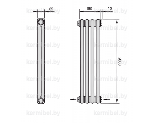 Трубчатый дизайн-радиатор производства ARBONIA (Германия), модель 2200, 4 секции, нижнее разностороннее подключение 24 (слева направо)/42 (справа налево)