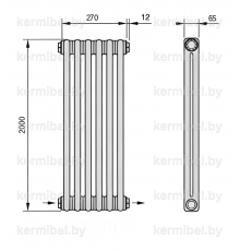 Трубчатый дизайн-радиатор производства ARBONIA (Германия), модель 2200, 6 секций, нижнее разностороннее подключение 24 (слева направо)/42 (справа налево)