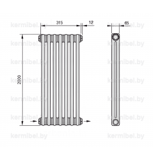Трубчатый дизайн-радиатор производства ARBONIA (Германия), модель 2200, 7 секций, нижнее разностороннее подключение 24 (слева направо)/42 (справа налево)