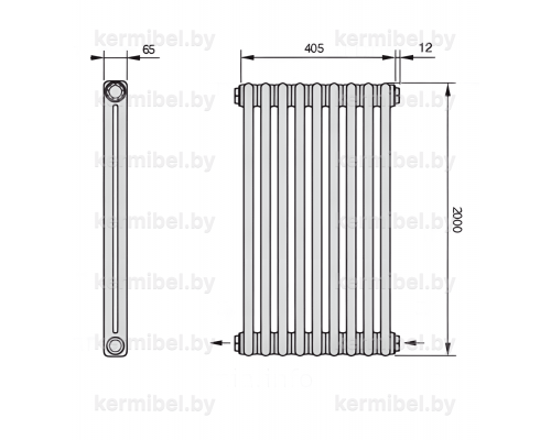 Трубчатый дизайн-радиатор производства ARBONIA (Германия), модель 2200, 9 секций, нижнее разностороннее подключение 24 (слева направо)/42 (справа налево)