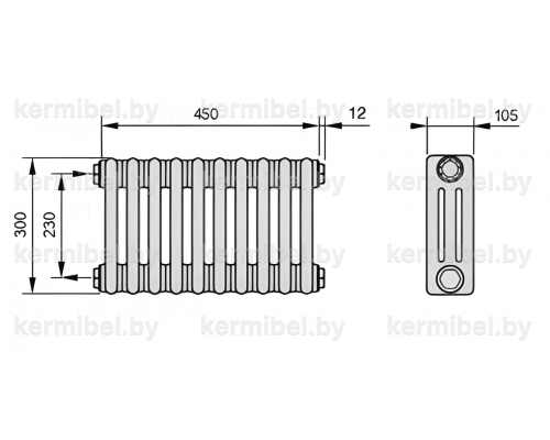 Трубчатый дизайн-радиатор производства ARBONIA (Германия) модель 3030/10/12 с боковой подводкой