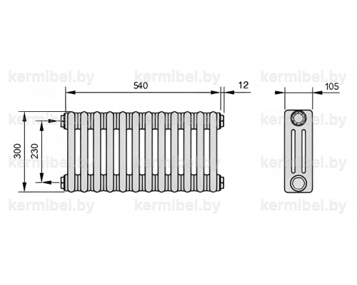 Трубчатый дизайн-радиатор производства ARBONIA (Германия) модель 3030/12/12 с боковой подводкой