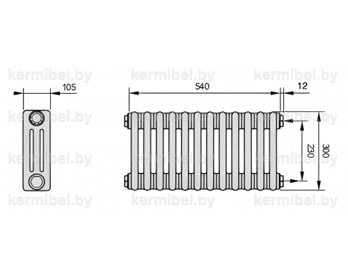 Трубчатый дизайн-радиатор производства ARBONIA (Германия) модель 3030/12/12 с боковой подводкой