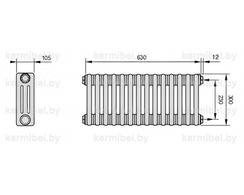 Трубчатый дизайн-радиатор производства ARBONIA (Германия) модель 3030/14/12 с боковой подводкой