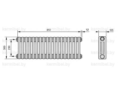 Трубчатый дизайн-радиатор производства ARBONIA (Германия) модель 3030/18/12 с боковой подводкой