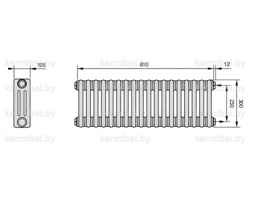 Трубчатый дизайн-радиатор производства ARBONIA (Германия) модель 3030/18/12 с боковой подводкой