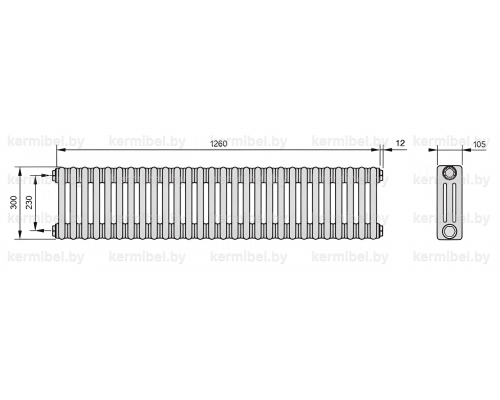 Трубчатый дизайн-радиатор производства ARBONIA (Германия) модель 3030/28/12 с боковой подводкой