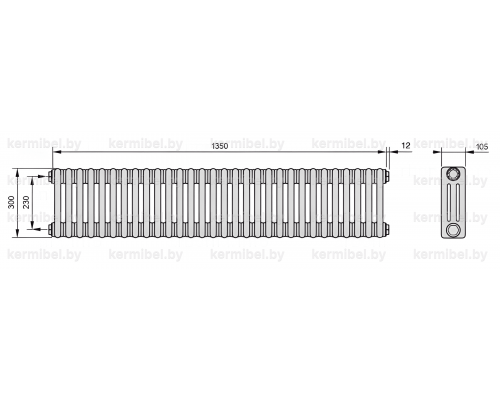 Трубчатый дизайн-радиатор производства ARBONIA (Германия) модель 3030/30/12 с боковой подводкой