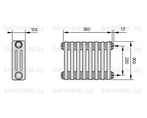 Трубчатый дизайн-радиатор производства ARBONIA (Германия) модель 3030/8/12 с боковой подводкой