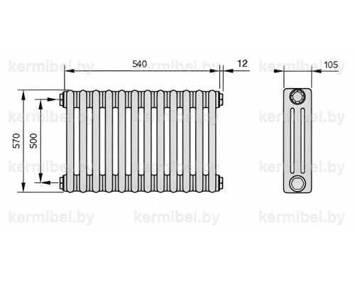 Трубчатый дизайн-радиатор производства ARBONIA (Германия) модель 3057/12/12 с боковой подводкой