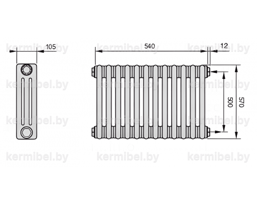 Трубчатый дизайн-радиатор производства ARBONIA (Германия) модель 3057/12/12 с боковой подводкой