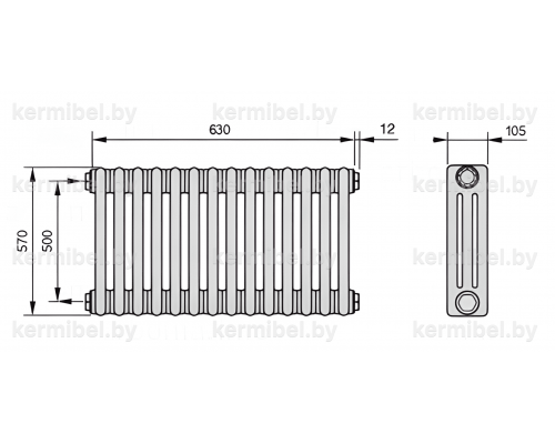 Трубчатый дизайн-радиатор производства ARBONIA (Германия) модель 3057/14/12 с боковой подводкой