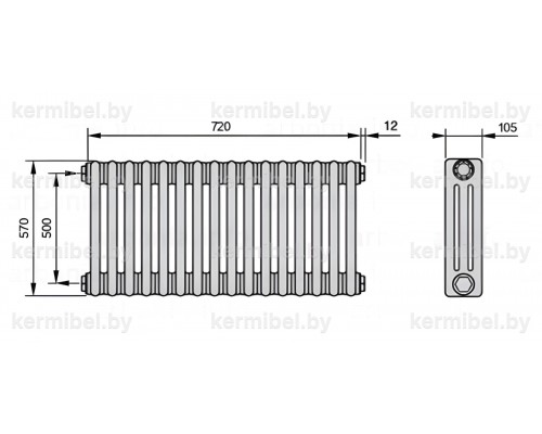Трубчатый дизайн-радиатор производства ARBONIA (Германия) модель 3057/16/12 с боковой подводкой