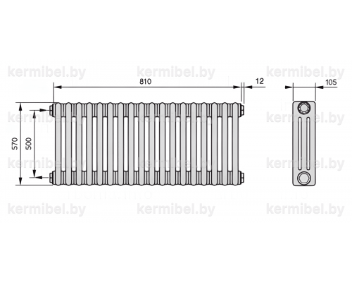 Трубчатый дизайн-радиатор производства ARBONIA (Германия) модель 3057/18/12 с боковой подводкой