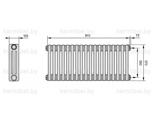 Трубчатый дизайн-радиатор производства ARBONIA (Германия) модель 3057/18/12 с боковой подводкой