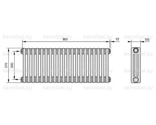 Трубчатый дизайн-радиатор производства ARBONIA (Германия) модель 3057/20/12 с боковой подводкой