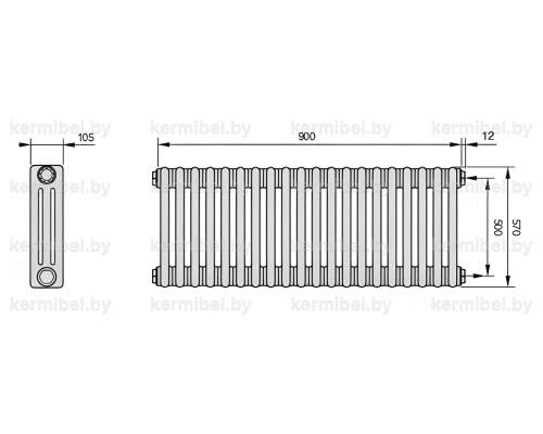Трубчатый дизайн-радиатор производства ARBONIA (Германия) модель 3057/20/12 с боковой подводкой