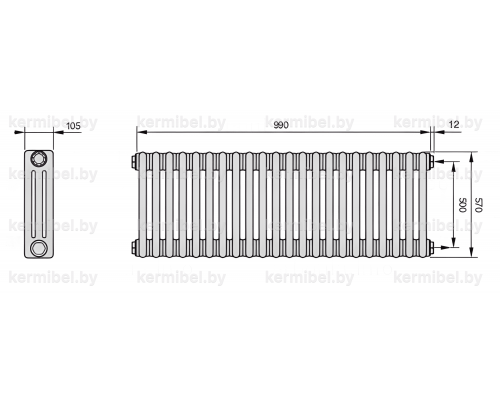Трубчатый дизайн-радиатор производства ARBONIA (Германия) модель 3057/22/12 с боковой подводкой