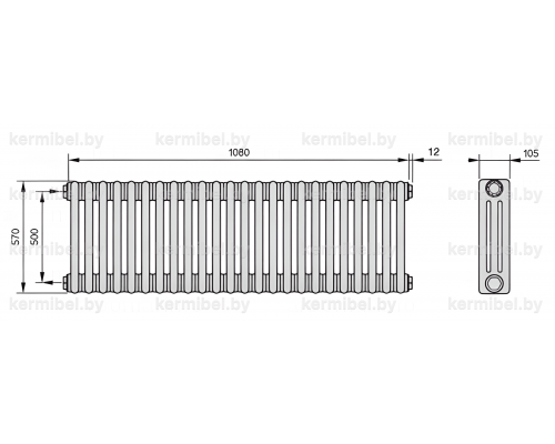 Трубчатый дизайн-радиатор производства ARBONIA (Германия) модель 3057/24/12 с боковой подводкой