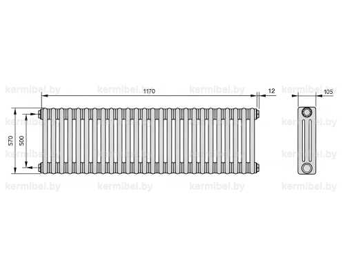 Трубчатый дизайн-радиатор производства ARBONIA (Германия) модель 3057/26/12 с боковой подводкой