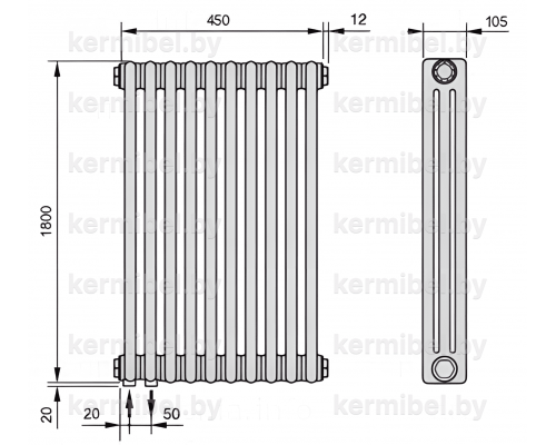 Трубчатый дизайн-радиатор производства ARBONIA (Германия) модель 3180/10/69 с нижней подводкой