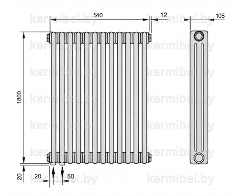 Трубчатый дизайн-радиатор производства ARBONIA (Германия) модель 3180/12/69 с нижней подводкой