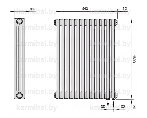 Трубчатый дизайн-радиатор производства ARBONIA (Германия) модель 3180/12/69 с нижней подводкой