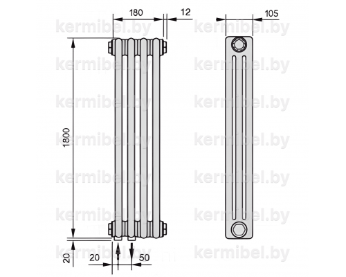 Трубчатый дизайн-радиатор производства ARBONIA (Германия) модель 3180/4/69 с нижней подводкой