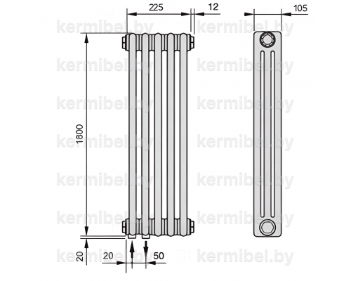Трубчатый дизайн-радиатор производства ARBONIA (Германия) модель 3180/5/69 с нижней подводкой