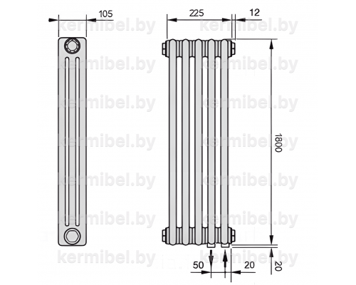 Трубчатый дизайн-радиатор производства ARBONIA (Германия) модель 3180/5/69 с нижней подводкой