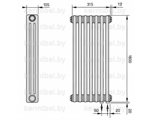 Трубчатый дизайн-радиатор производства ARBONIA (Германия) модель 3180/7/69 с нижней подводкой