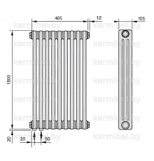 Трубчатый дизайн-радиатор производства ARBONIA (Германия) модель 3180/9/69 с нижней подводкой