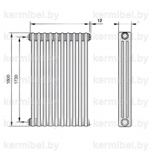 Трубчатый дизайн-радиатор производства ARBONIA (Германия), модель 3180, 10 секций, боковое подключение 12 (слева)/34 (справа)