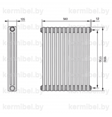 Трубчатый дизайн-радиатор производства ARBONIA (Германия), модель 3180, 12 секций, боковое подключение 12 (слева)/34 (справа)