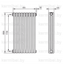 Трубчатый дизайн-радиатор производства ARBONIA (Германия), модель 3180, 9 секций, боковое подключение 12 (слева)/34 (справа)