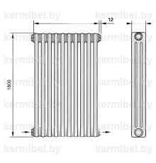 Трубчатый дизайн-радиатор производства ARBONIA (Германия), модель 3180, 10 секций, нижнее разностороннее подключение 24 (слева направо)/42 (справа налево)