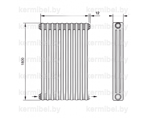 Трубчатый дизайн-радиатор производства ARBONIA (Германия), модель 3180, 10 секций, нижнее разностороннее подключение 24 (слева направо)/42 (справа налево)