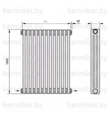 Трубчатый дизайн-радиатор производства ARBONIA (Германия), модель 3180, 12 секций, нижнее разностороннее подключение 24 (слева направо)/42 (справа налево)