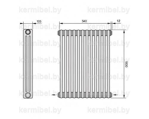 Трубчатый дизайн-радиатор производства ARBONIA (Германия), модель 3180, 12 секций, нижнее разностороннее подключение 24 (слева направо)/42 (справа налево)