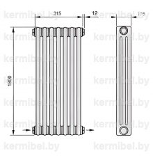Трубчатый дизайн-радиатор производства ARBONIA (Германия), модель 3180, 7 секций, нижнее разностороннее подключение 24 (слева направо)/42 (справа налево)