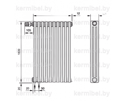 Трубчатый дизайн-радиатор производства ARBONIA (Германия) модель 3180/10/69 с нижней подводкой