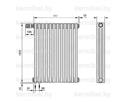 Трубчатый дизайн-радиатор производства ARBONIA (Германия) модель 3180/12/69 с нижней подводкой