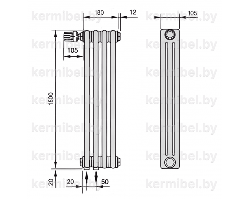 Трубчатый дизайн-радиатор производства ARBONIA (Германия) модель 3180/4/69 с нижней подводкой